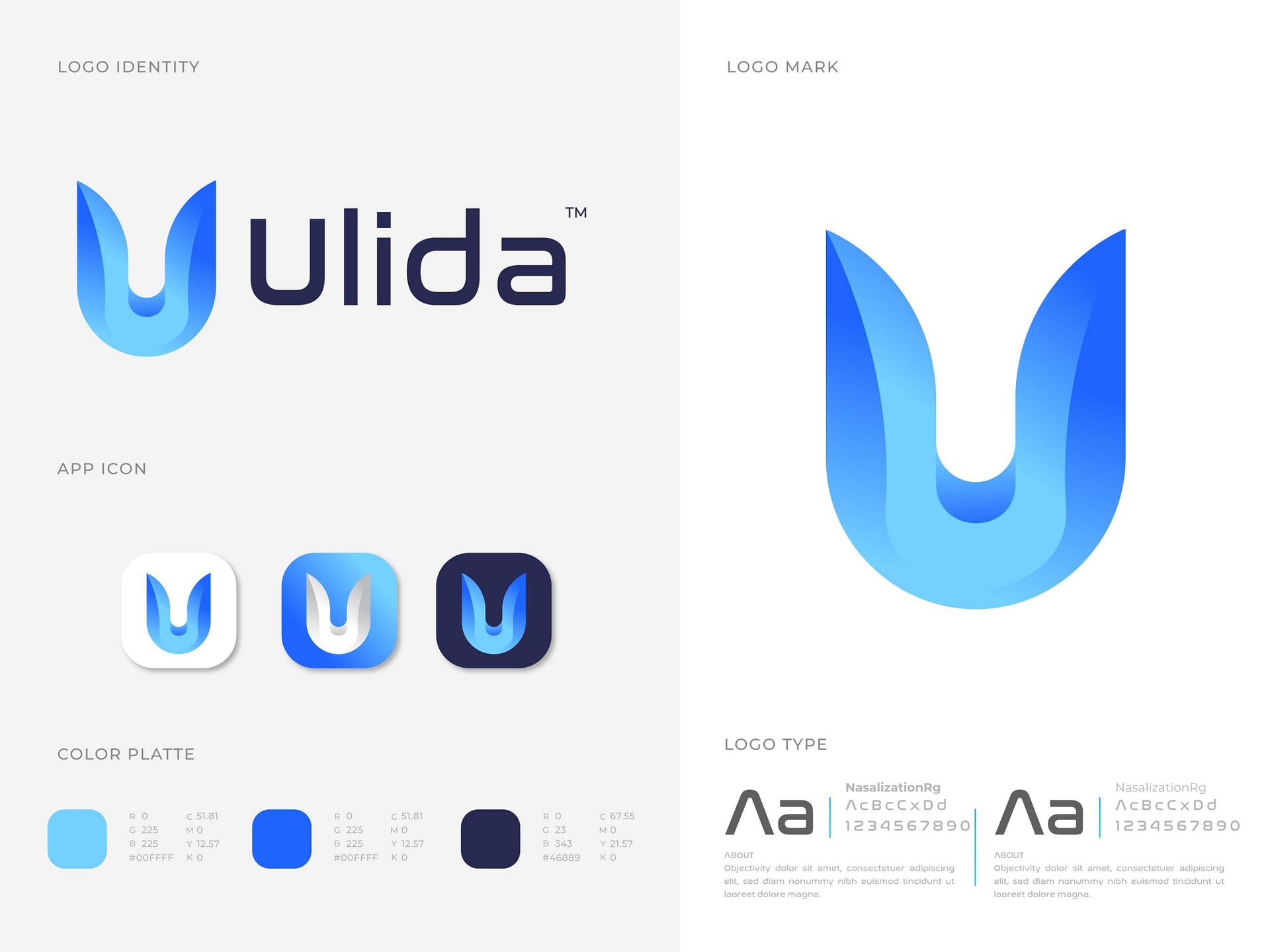 U letter logo design for ulida